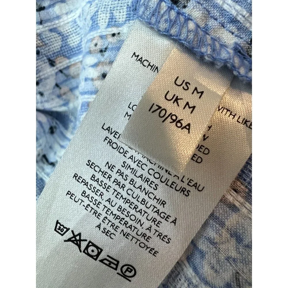 Free People Happy Days Blouse Medium Button front Shirt‎ Floral Cotton Easter
